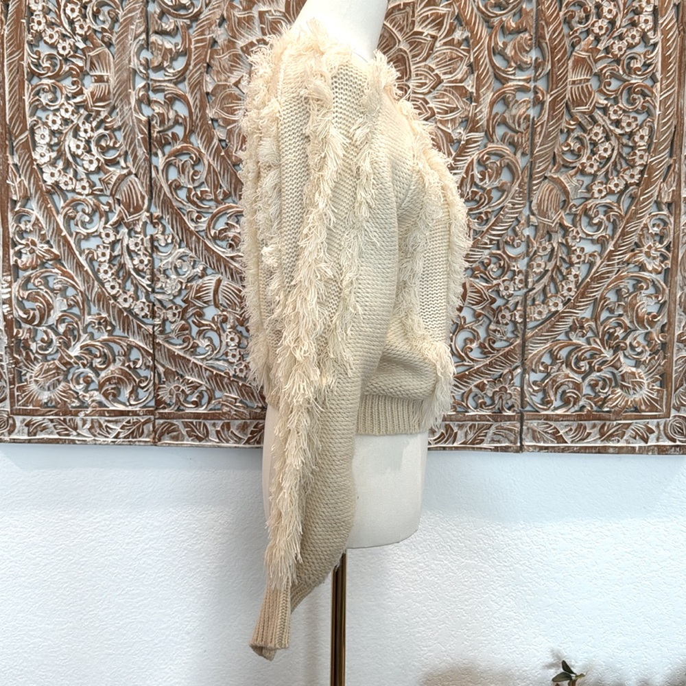 Fashion Nova Crew Neck Cream Knit w/ Fringe Sweater- size M - Picture 7 of 11